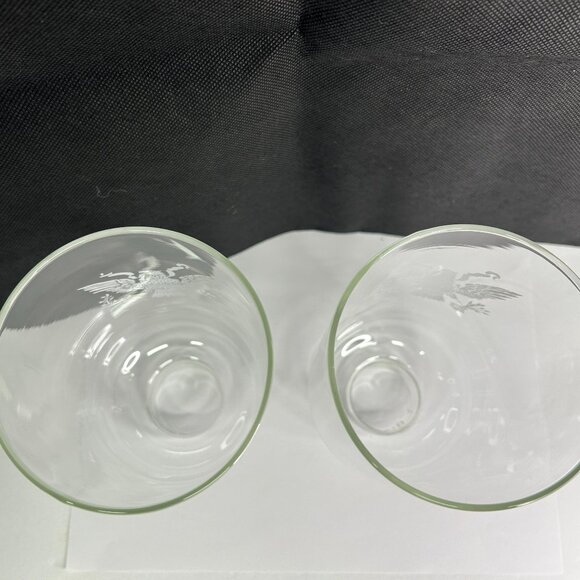 Vintage 7" Clear Glass Hurricane Lamps Shade with Eagle Set of 2 - Picture 6 of 7